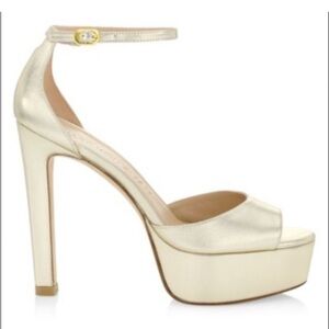 Stuart Weitzman Disco platform Metallic Sandals Platino | Size 10.5 | New